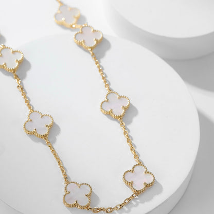 [⭐Hevara Jewelry]CLOVER 10 MOTIFS WHITE MOTHER OF PEARL NECKLACE