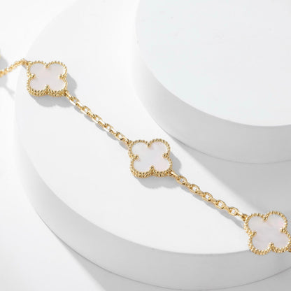 [⭐Hevara Jewelry]CLOVER 10 MOTIFS WHITE MOTHER OF PEARL NECKLACE