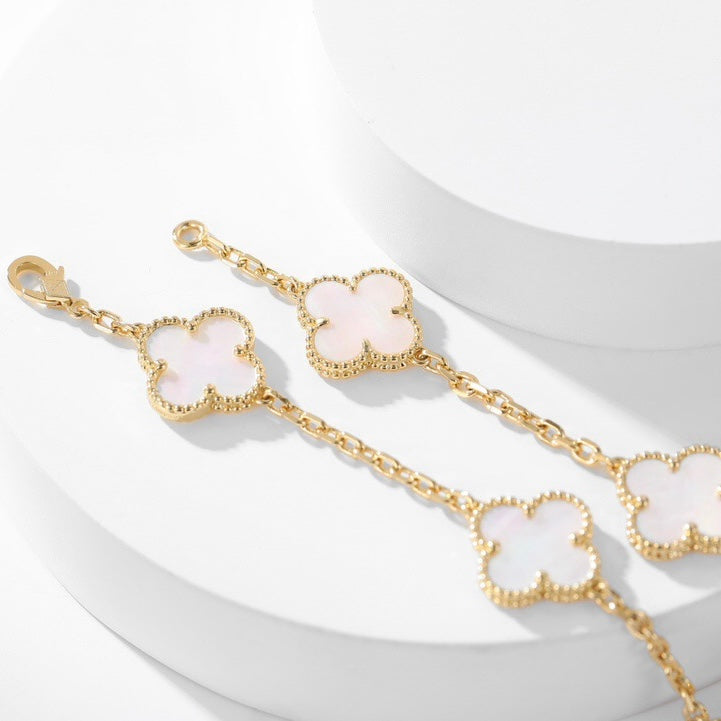 [⭐Hevara Jewelry]CLOVER 10 MOTIFS WHITE MOTHER OF PEARL NECKLACE