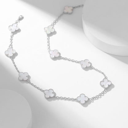 [⭐Hevara Jewelry]CLOVER 10 MOTIFS WHITE MOTHER OF PEARL NECKLACE