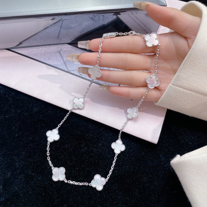 [⭐Hevara Jewelry]CLOVER 10 MOTIFS WHITE MOTHER OF PEARL NECKLACE