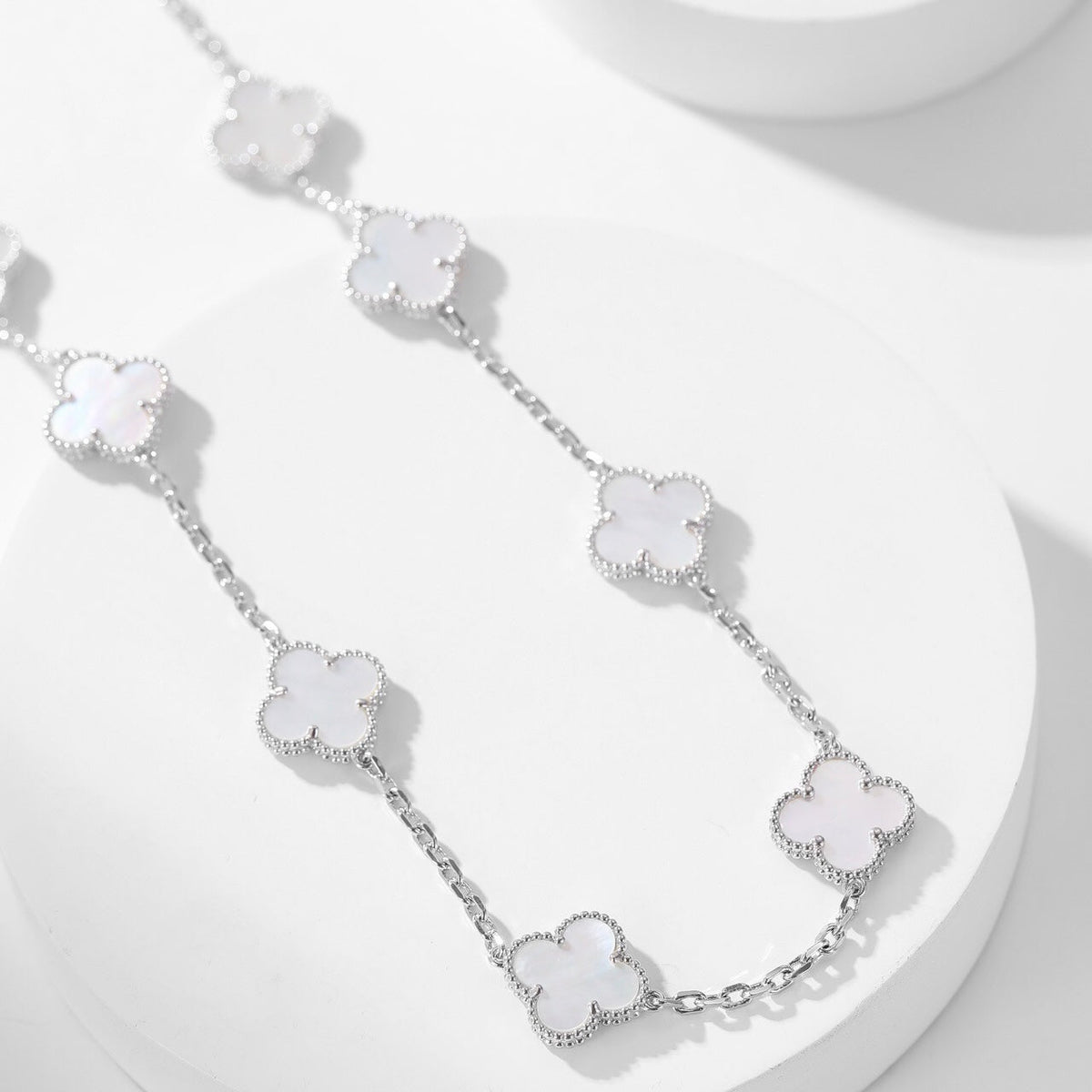 [⭐Hevara Jewelry]CLOVER 10 MOTIFS WHITE MOTHER OF PEARL NECKLACE