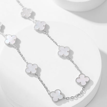 [⭐Hevara Jewelry]CLOVER 10 MOTIFS WHITE MOTHER OF PEARL NECKLACE