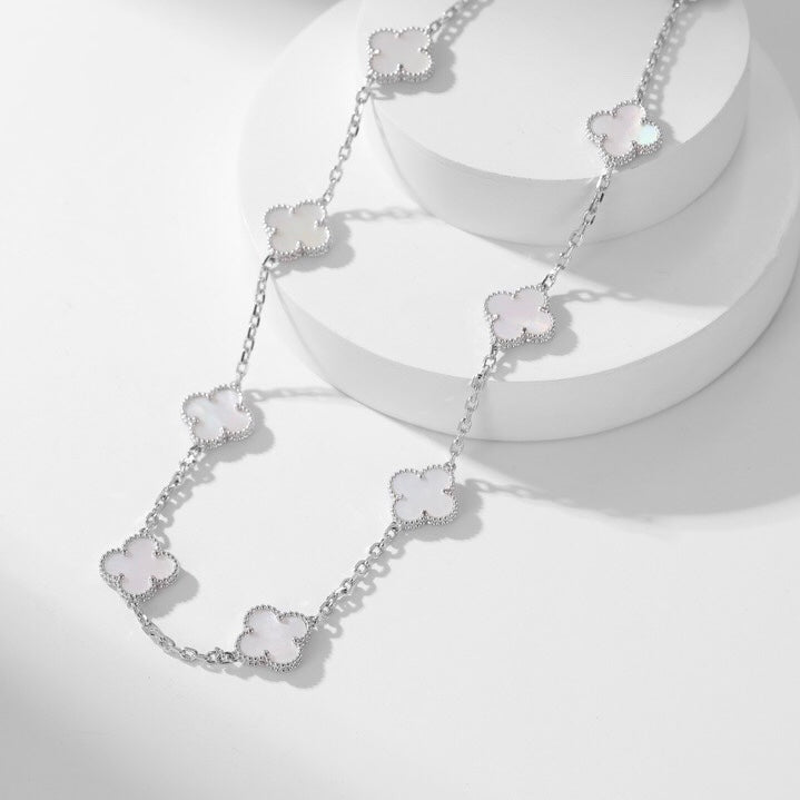 [⭐Hevara Jewelry]CLOVER 10 MOTIFS WHITE MOTHER OF PEARL NECKLACE