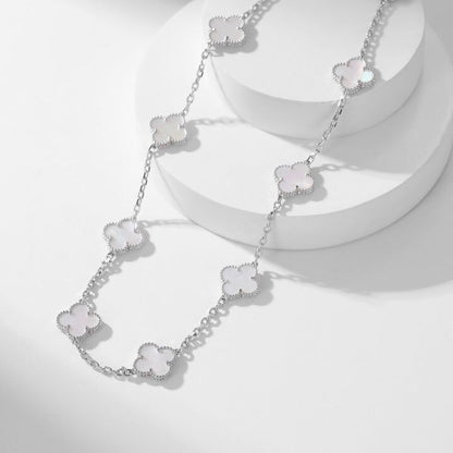 [⭐Hevara Jewelry]CLOVER 10 MOTIFS WHITE MOTHER OF PEARL NECKLACE