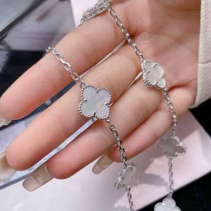 [⭐Hevara Jewelry]CLOVER 10 MOTIFS WHITE MOTHER OF PEARL NECKLACE