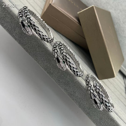 [⭐Hevara Jewelry]NEW OBSIDIAN & DIAMOND SERPENT BRACELET