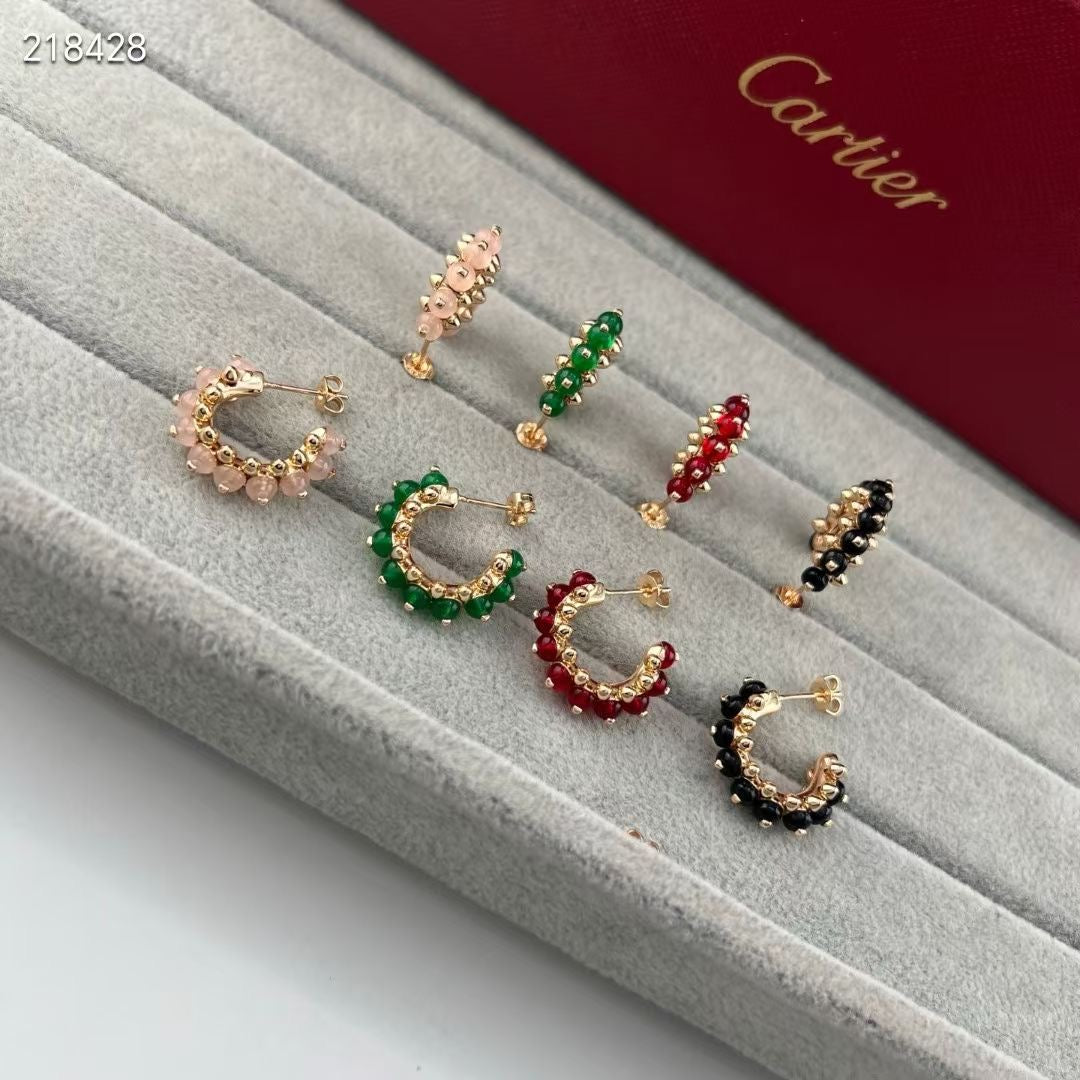 [⭐Hevara Jewelry]NEW COLORED GEMSTONE COLLECTION SMALL HOOP EARRINGS