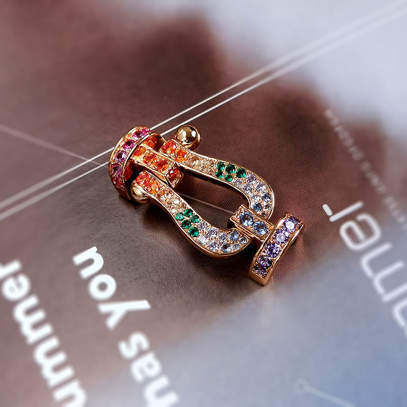 [⭐Hevara Jewelry]FORCE LARGE HORSESHOE  COLORED DIAMOND BRACELET ROSE GOLD
