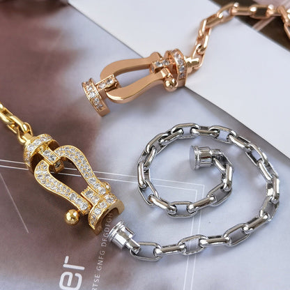 [⭐Hevara Jewelry]FORCE LARGE HORSESHOE CLASP  METAL BRACELET