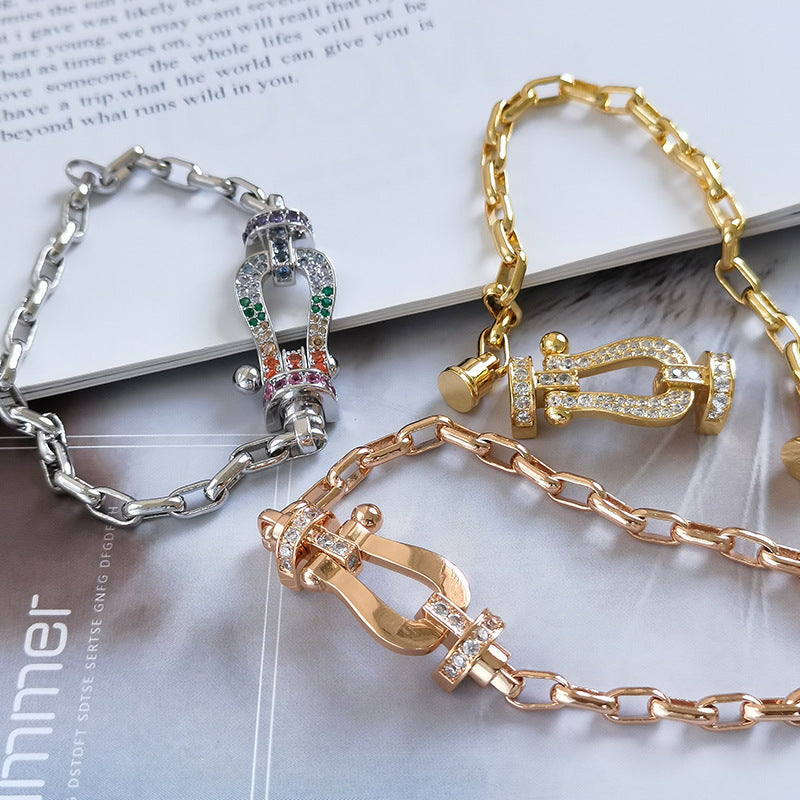 [⭐Hevara Jewelry]FORCE LARGE HORSESHOE CLASP  METAL BRACELET