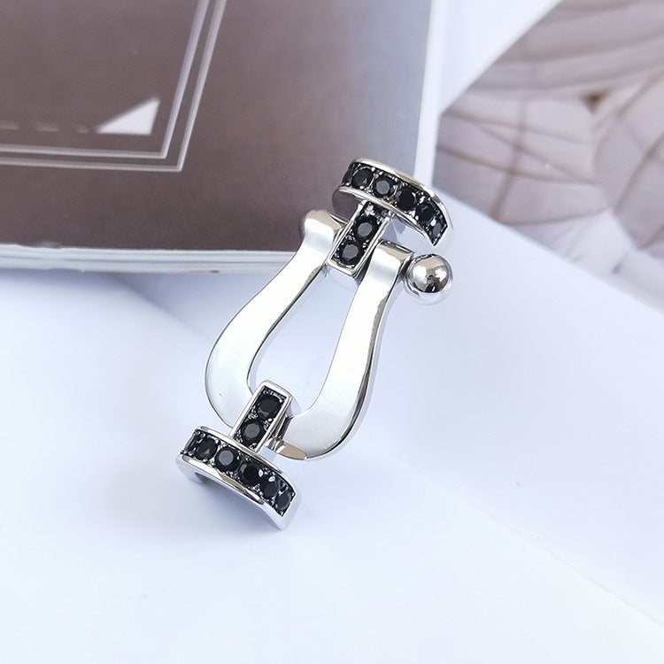 [⭐Hevara Jewelry]FORCE LARGE HORSESHOE BLACK DIAMOND BRACELET SILVER