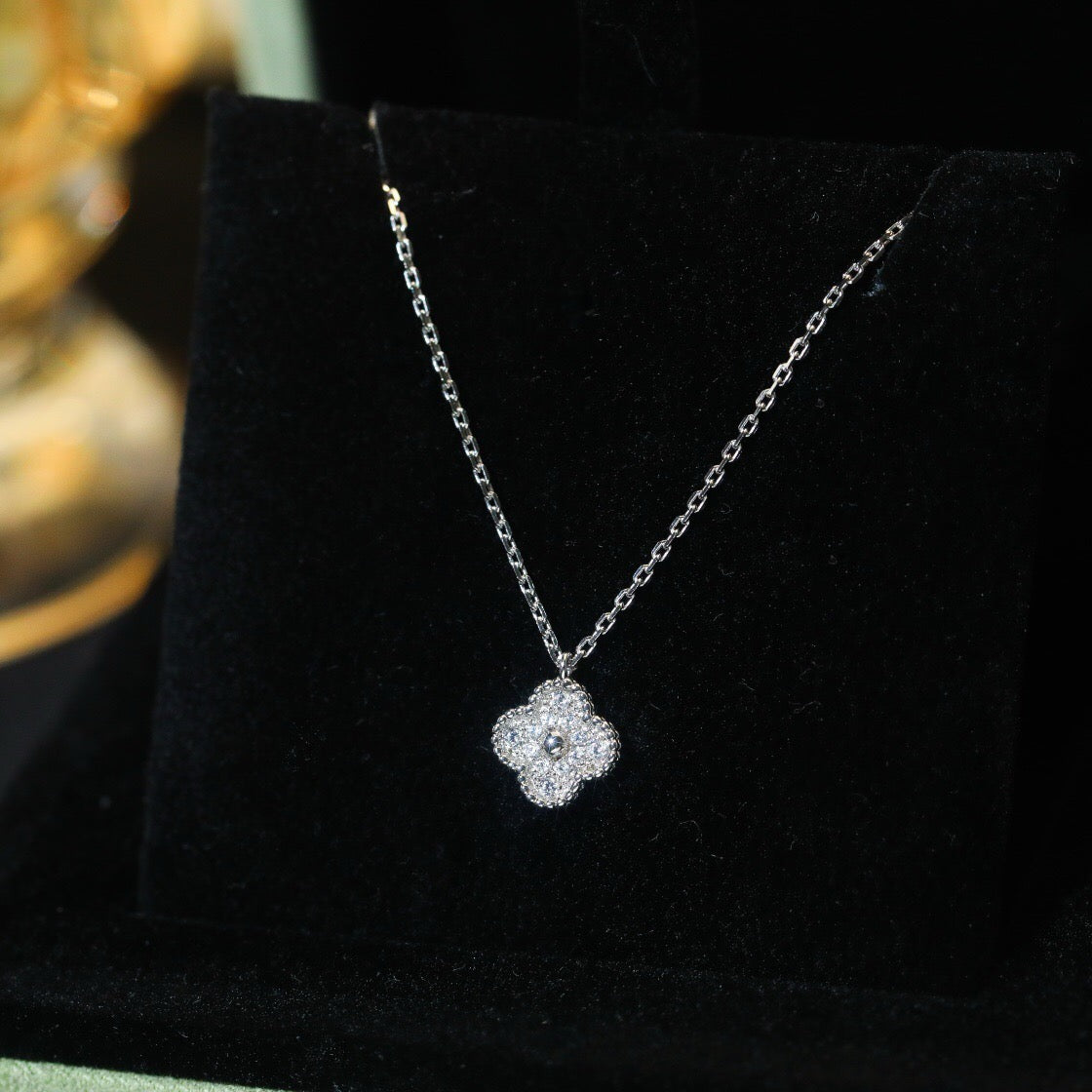 [⭐Hevara Jewelry]CLOVER MINI 9.5MM PENDANT DIAMOND NECKLACE