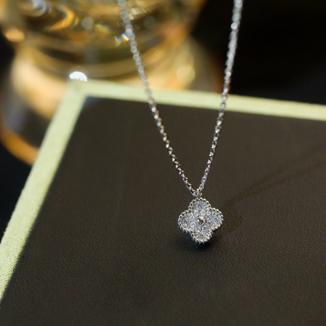 [⭐Hevara Jewelry]CLOVER MINI 9.5MM PENDANT DIAMOND NECKLACE