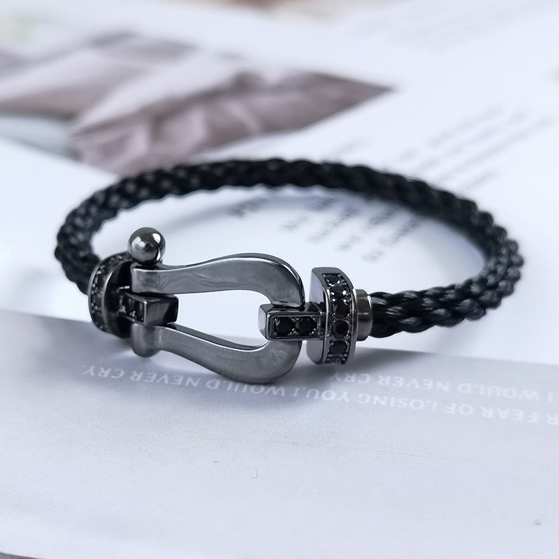 [⭐Hevara Jewelry]FORCE LARGE SERIES HORSESHOE BLACK SAMURAI BRACELET