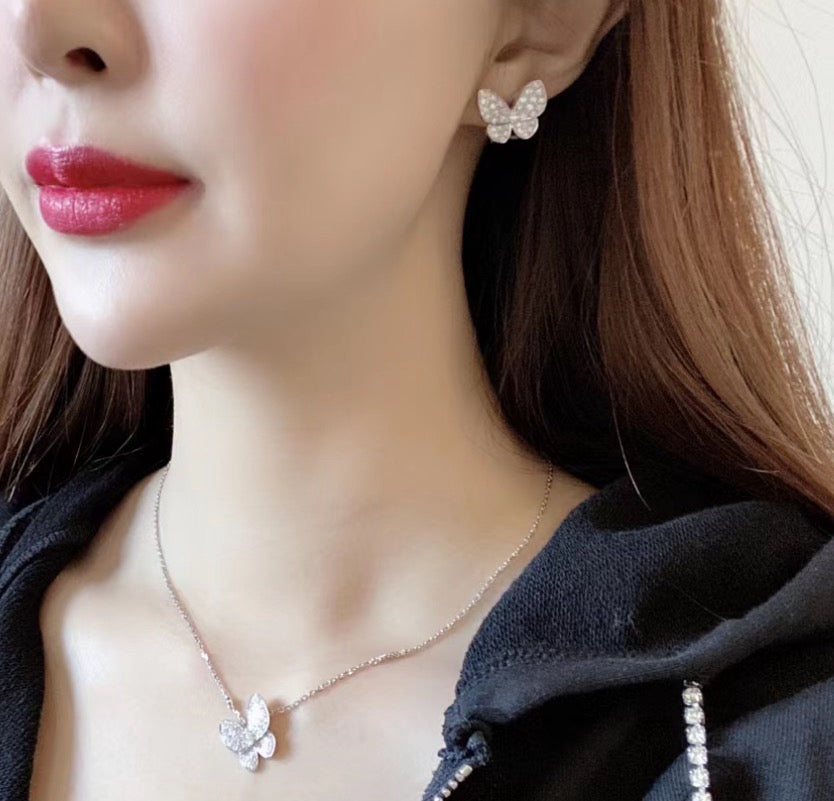 [⭐Hevara Jewelry]BUTTERFLY ALL DIAMOND EARRINGS