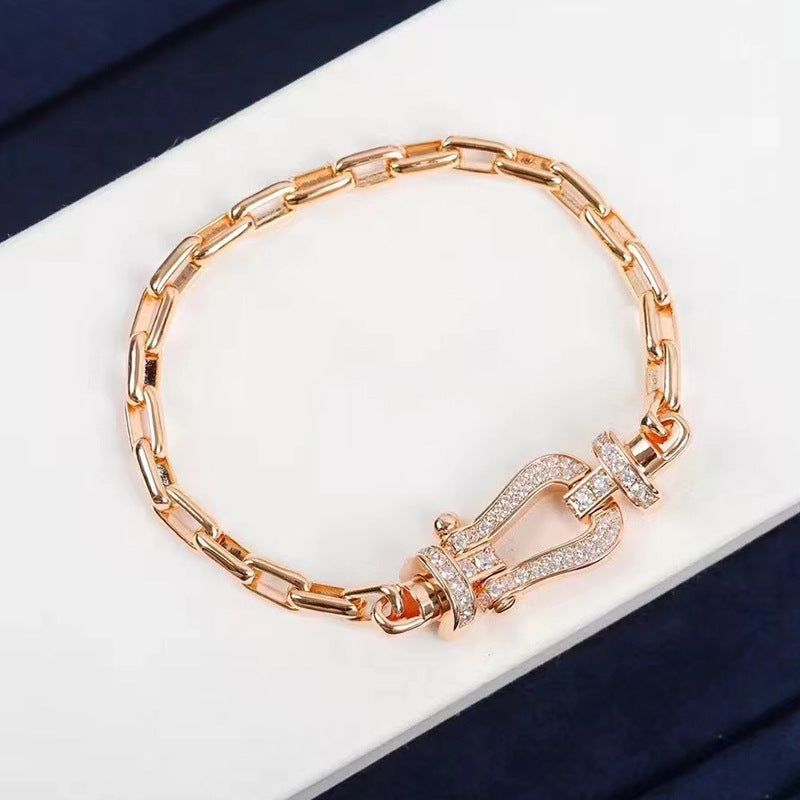 [⭐Hevara Jewelry]FORCE LARGE HORSESHOE CLASP  METAL BRACELET