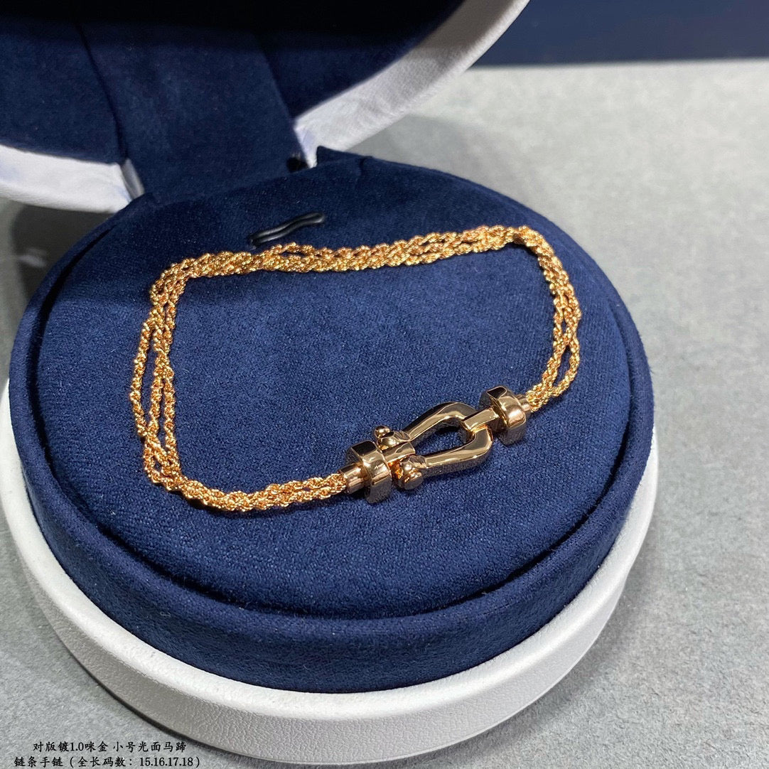 [⭐Hevara Jewelry]FORCE SMALL HORSESHOE  DIAMOND CHAIN ROPE BRACELET