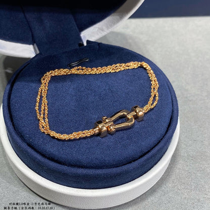 [⭐Hevara Jewelry]FORCE SMALL HORSESHOE  DIAMOND CHAIN ROPE BRACELET