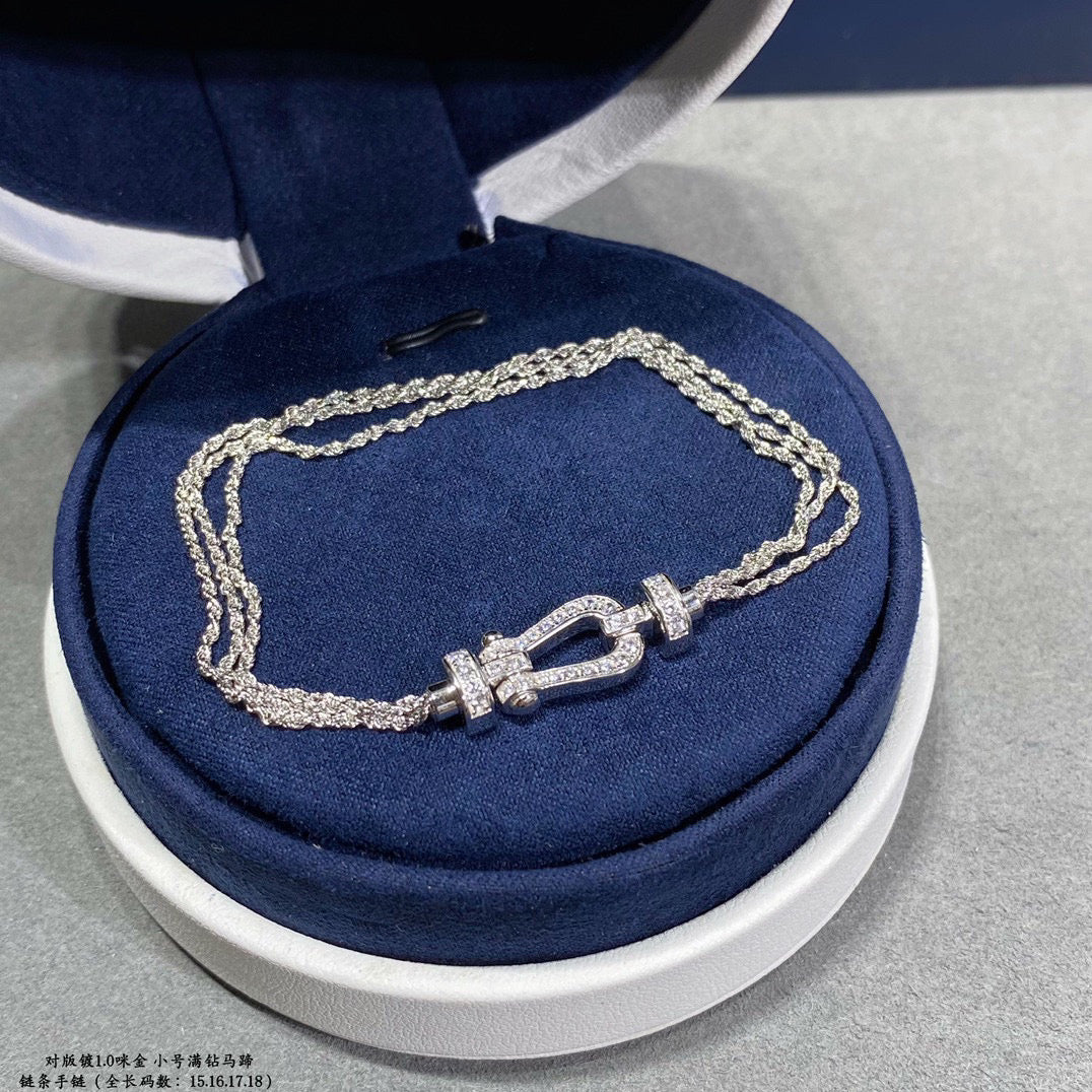 [⭐Hevara Jewelry]FORCE SMALL HORSESHOE  DIAMOND CHAIN ROPE BRACELET