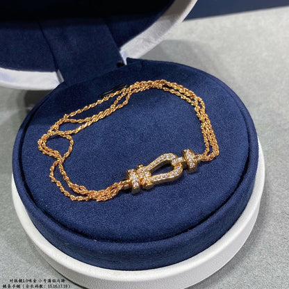 [⭐Hevara Jewelry]FORCE SMALL HORSESHOE  DIAMOND CHAIN ROPE BRACELET