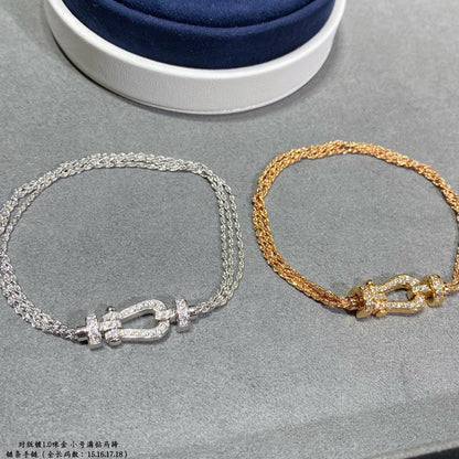 [⭐Hevara Jewelry]FORCE SMALL HORSESHOE  DIAMOND CHAIN ROPE BRACELET