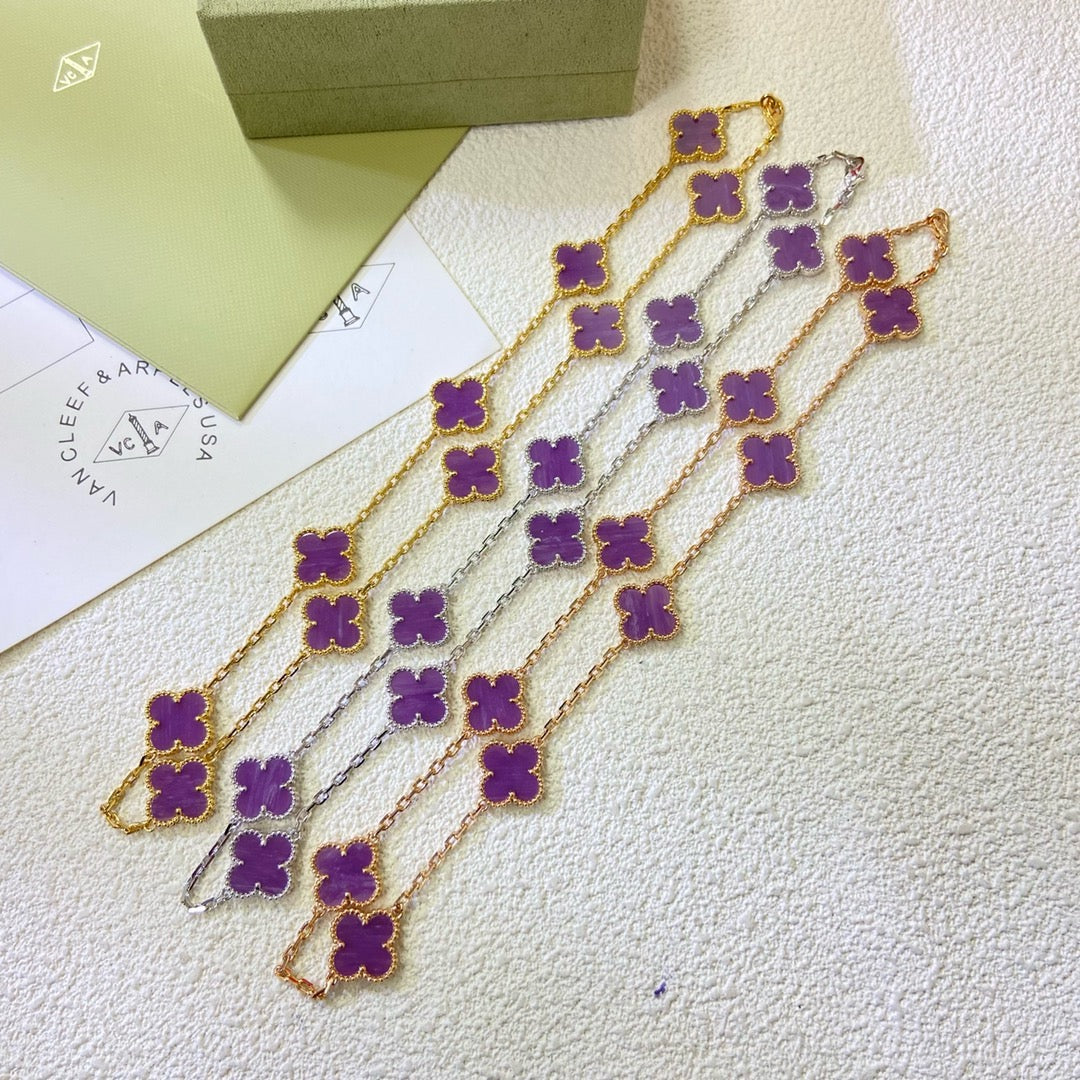 [⭐Hevara Jewelry Jewelry]CLOVER 10 MOTIFS  PURPLE VIOLET  NECKLACE