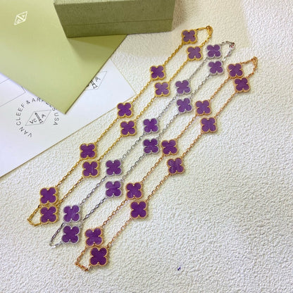 [⭐Hevara Jewelry Jewelry]CLOVER 10 MOTIFS  PURPLE VIOLET  NECKLACE