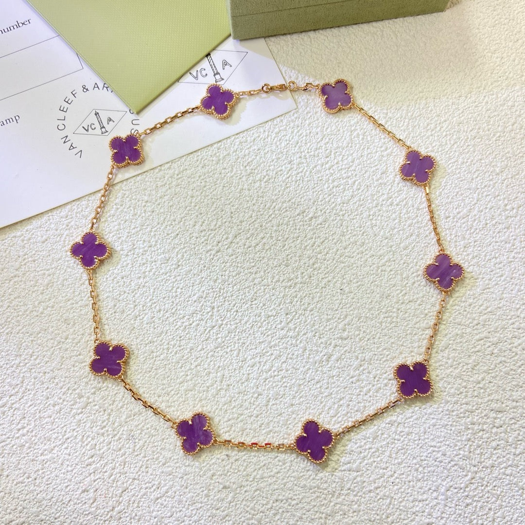 [⭐Hevara Jewelry Jewelry]CLOVER 10 MOTIFS  PURPLE VIOLET  NECKLACE