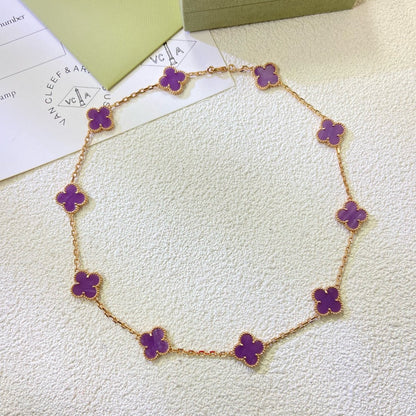 [⭐Hevara Jewelry Jewelry]CLOVER 10 MOTIFS  PURPLE VIOLET  NECKLACE