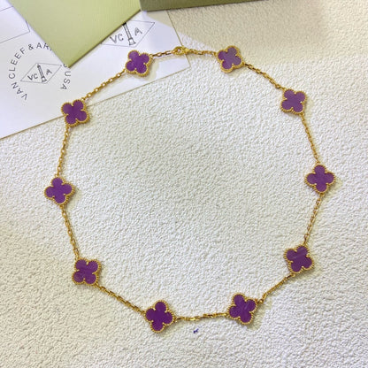[⭐Hevara Jewelry Jewelry]CLOVER 10 MOTIFS  PURPLE VIOLET  NECKLACE