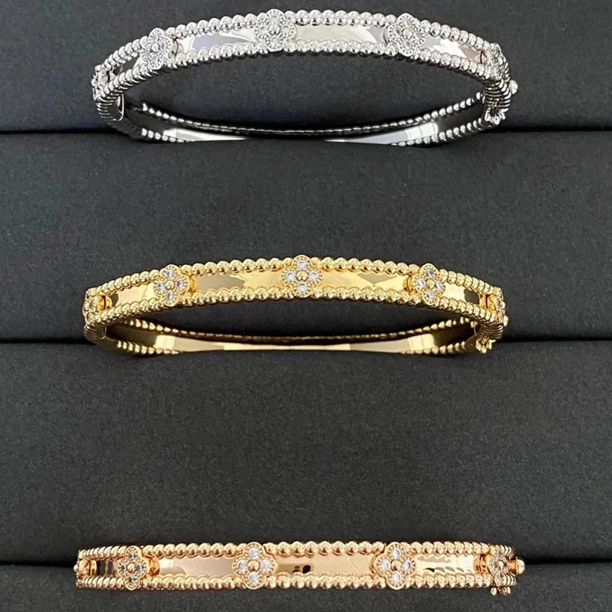 [⭐Hevara Jewelry]CLOVER BRACELET 4MM DIAMONDS