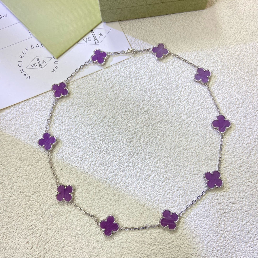 [⭐Hevara Jewelry Jewelry]CLOVER 10 MOTIFS  PURPLE VIOLET  NECKLACE