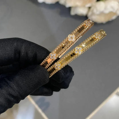 [⭐Hevara Jewelry]CLOVER BRACELET 4MM DIAMONDS