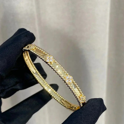 [⭐Hevara Jewelry]CLOVER BRACELET 4MM DIAMONDS