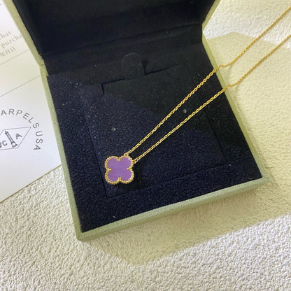[⭐Hevara Jewelry Jewelry]CLOVER 15MM  PURPLE VIOLET NECKLACE