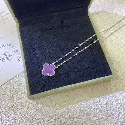 [⭐Hevara Jewelry Jewelry]CLOVER 15MM  PURPLE VIOLET NECKLACE