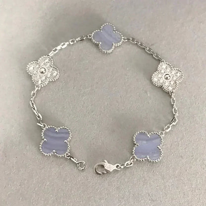 [⭐Hevara Jewelry] CLOVER 5 MOTIF PURPLE CHALCEDONY BRACELET COLLECTION