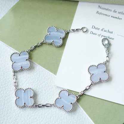 [⭐Hevara Jewelry] CLOVER 5 MOTIF PURPLE CHALCEDONY BRACELET COLLECTION