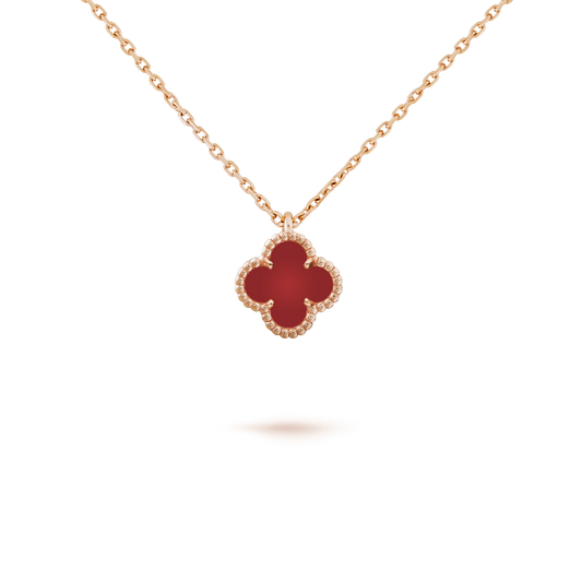 [⭐Hevara Jewelry]CLOVER MINI 9.5MM WHITE CARNELIANS NECKLACE