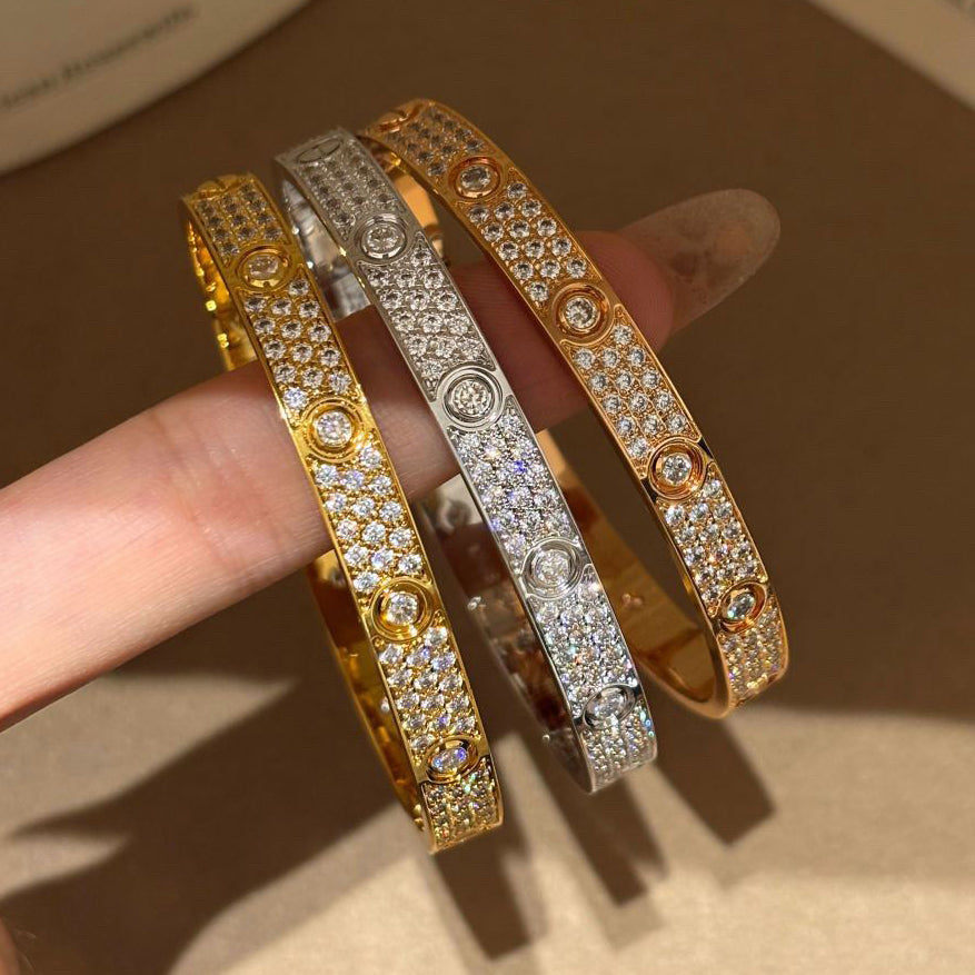 [⭐Hevara Jewelry]LOVE BRACELET 6.1MM DIAMOND-PAVED 10 BIG DIAMONDS