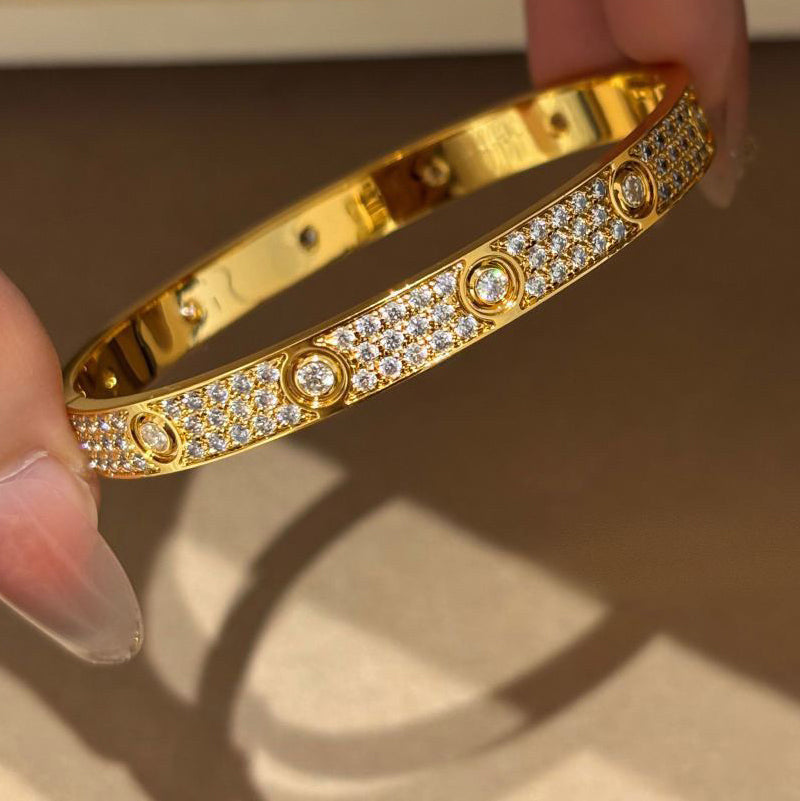 [⭐Hevara Jewelry]LOVE BRACELET 6.1MM DIAMOND-PAVED 10 BIG DIAMONDS
