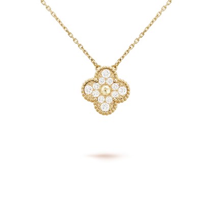 [⭐Hevara Jewelry]CLOVER 15MM DIAMOND SINGLE FLOWER NECKLACE