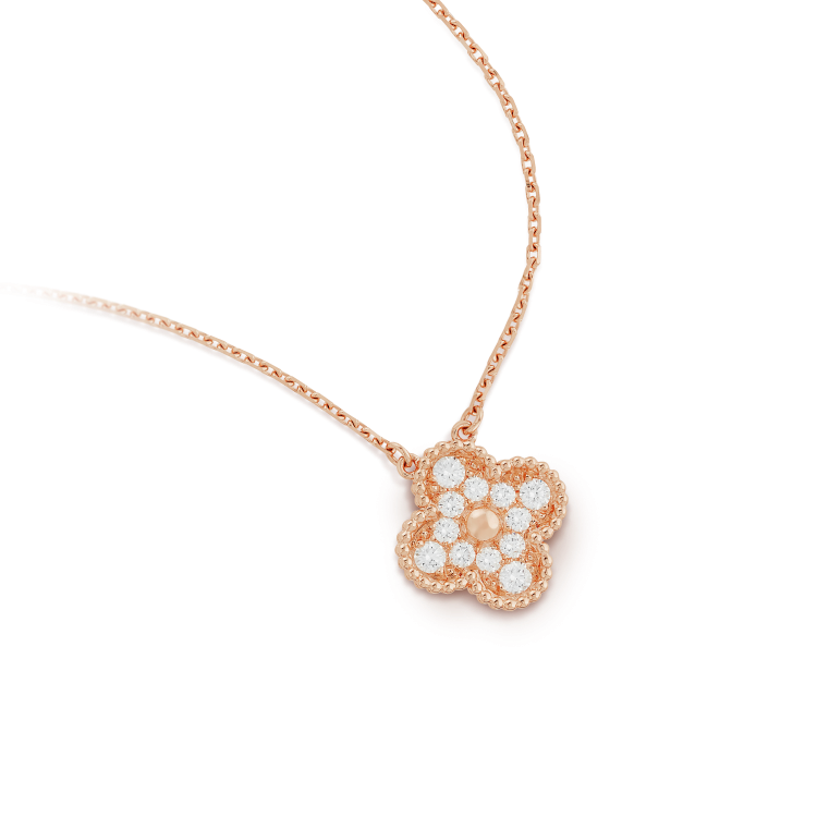 [⭐Hevara Jewelry]CLOVER 15MM DIAMOND SINGLE FLOWER NECKLACE