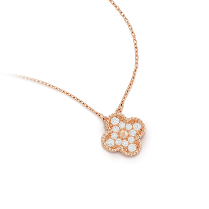 [⭐Hevara Jewelry]CLOVER 15MM DIAMOND SINGLE FLOWER NECKLACE