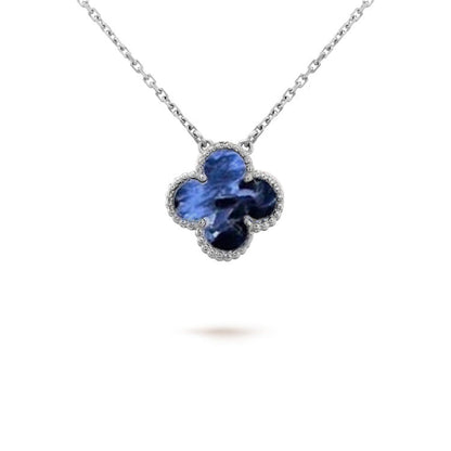 [⭐Hevara Jewelry]CLOVER 15MM PIETERSITE NECKLACE SILVER