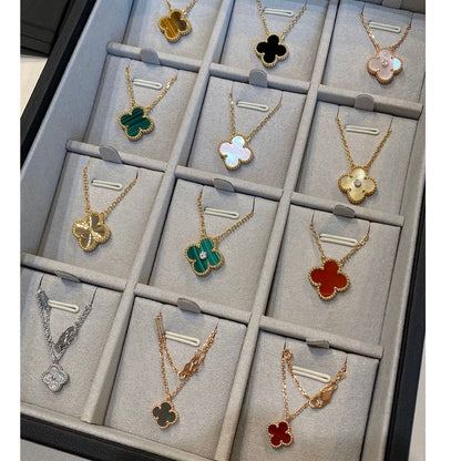 [⭐Hevara Jewelry]CLOVER 15MM DIAMOND SINGLE FLOWER NECKLACE