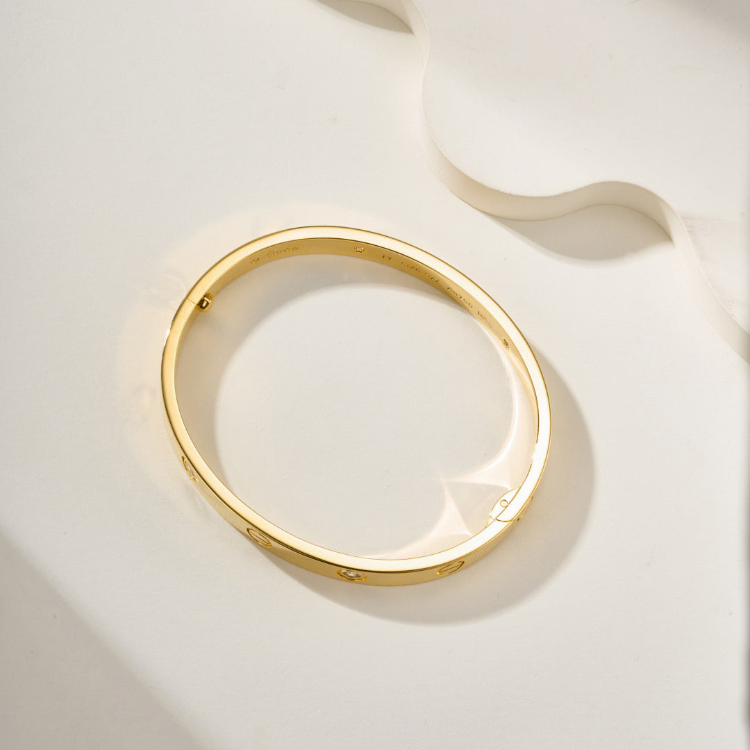 [⭐Hevara Jewelry]LOVE BRACELET 6.1MM 4 DIAMONDS