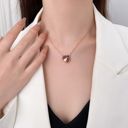 [⭐Hevara Jewelry]LUCKY  CARNELIANS LADYBUG NECKLACE