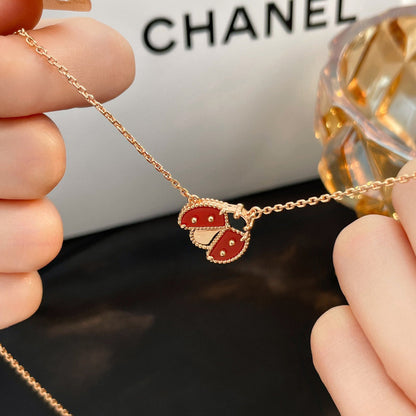 [⭐Hevara Jewelry]LUCKY  CARNELIANS LADYBUG NECKLACE